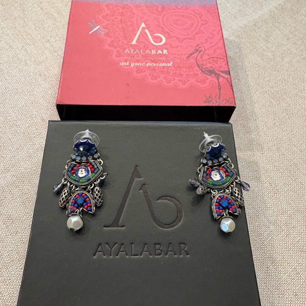 Ayala Bar Blue and Silver Statement Earrings